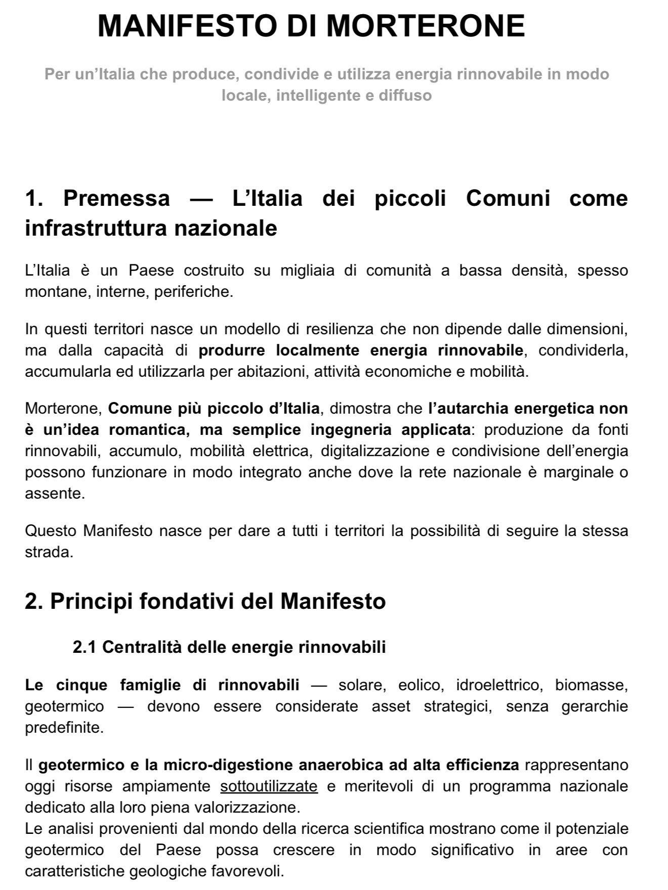 Il Manifesto di Morterone